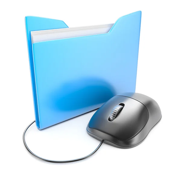 Computer mouse with folder — Stock Photo, Image