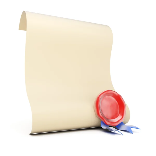 Blank paper roll with wax seal — Stock Photo, Image