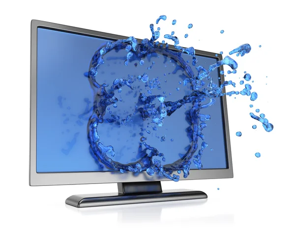 Monitor with water splash — Stock Photo, Image