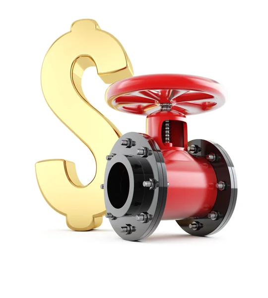 Pipe valve and dollar sign — Stock Photo, Image