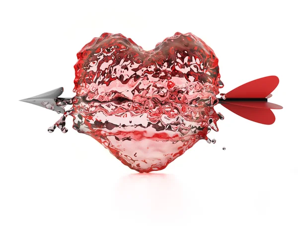 Liquid heart pierced by arrow — Stock Photo, Image
