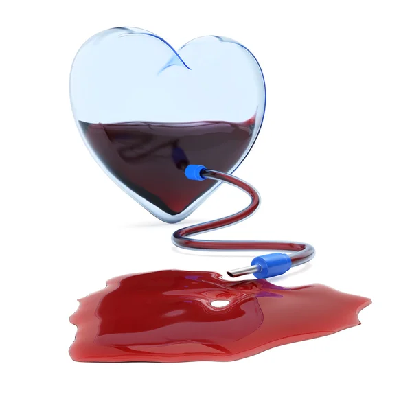 Transparentní srdce s kapátkem — Stock fotografie