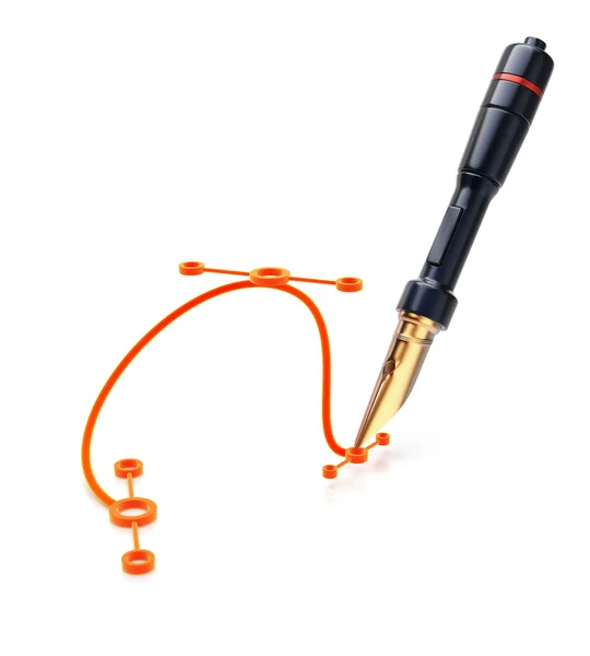 Pen drawing a bezier curve — Stock Photo, Image