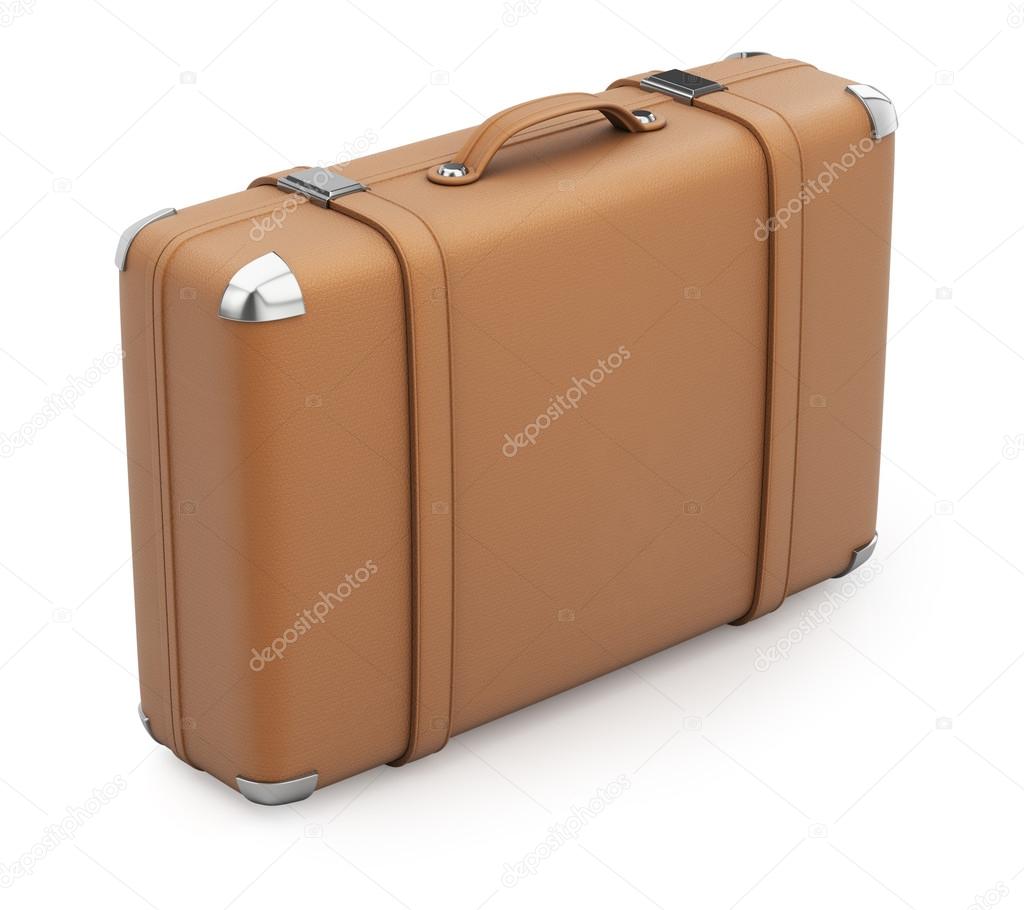 Brown leather suitcase