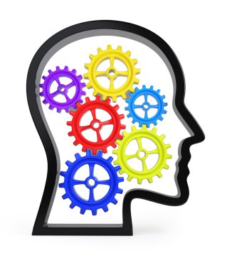 Renkli vites ile insan kafa profili 