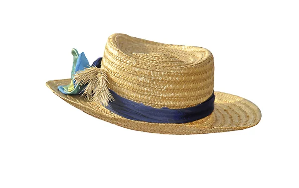 De stro hoed met sieraden geïsoleerd op wit — Stockfoto