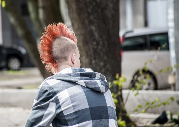 Punk with an original red hairdress. — Stock Photo, Image