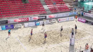 Letonya, Jurmala. Plaj voleybolu üzerinde Avrupa Şampiyonası.