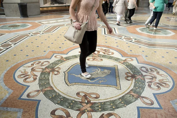 Girl turns on genitals of a bull, the coat of arms of Turin.