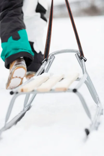 Close Winter Sledge Ski Resort — Stock Photo, Image