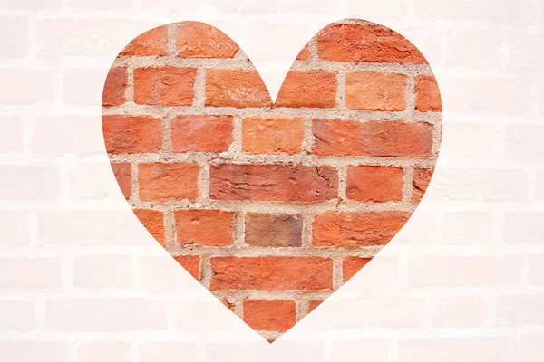 Brick Wall Wallpaper Background Heart Shaped Top — Stock Photo, Image