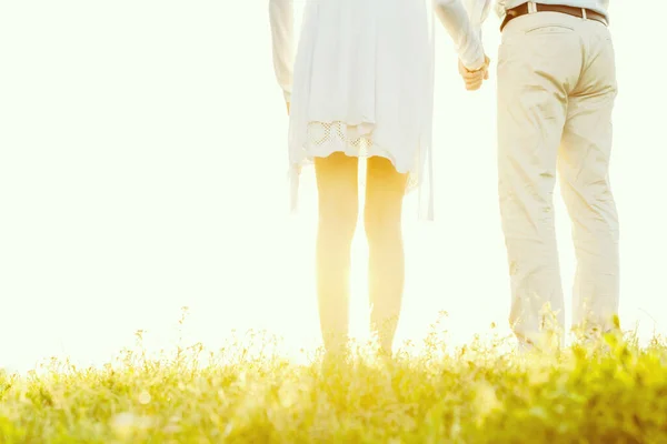 Couple Hugging Holding Hands Park Summer — Stock Photo, Image