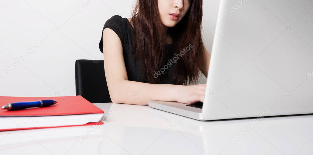 Asian woman working from home