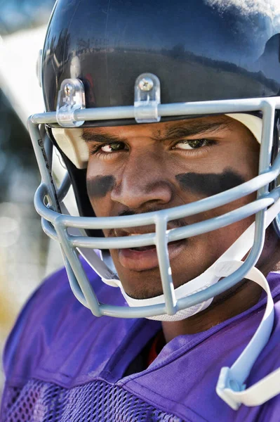 Close Shot African American Football Player — Stock Photo, Image