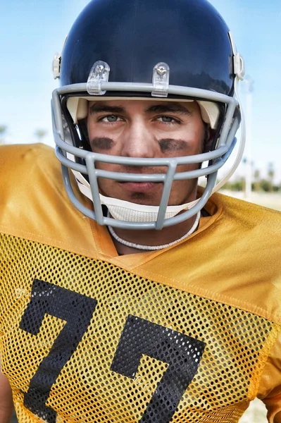 Photo African American Football Player Holding Football — Stock Photo, Image