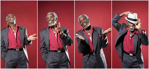 Collage Portrait African American Businessman Posing Studio — Stock Photo, Image