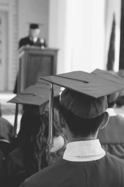 Zwart Wit Foto Van Graduation Ceremony — Stockfoto