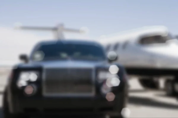 Blurred Photo Limousine Private Jet — Stock Photo, Image