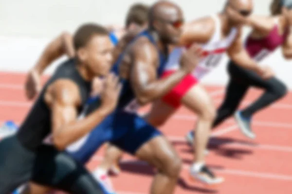 Blurred Photo Runner Athletes Running Tracking Field — Stock Photo, Image