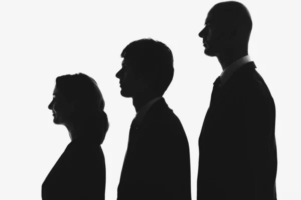 Black White Photo Businesspeople Standing Row — Stock Photo, Image