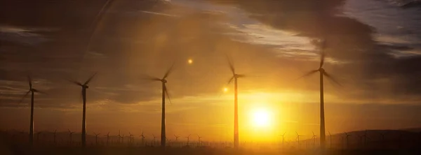 Full Length Shot Wind Farm Sunset — Stock Photo, Image