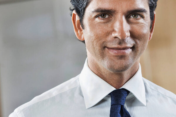 Portrait Confident Businessman Smiling Office Stock Picture