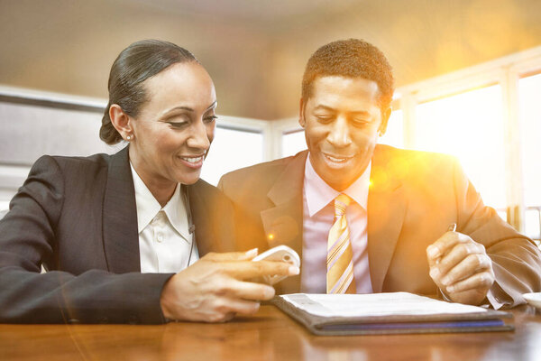 Portrait Businessman Businesswoman Meeting Stock Picture
