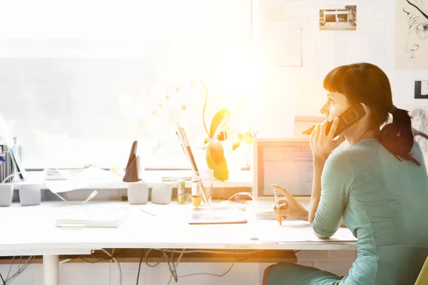 Young Woman Working Home — Stock Photo, Image