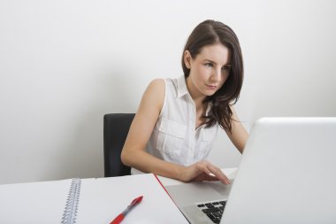 Dizüstü bilgisayar kullanan iş kadını