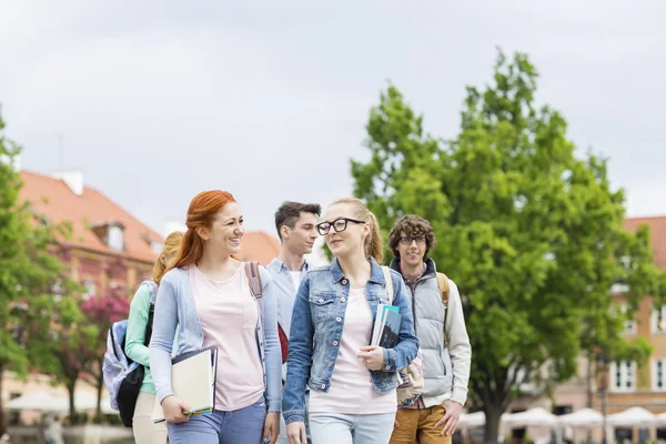 Freunde spazieren im Freien — Stockfoto