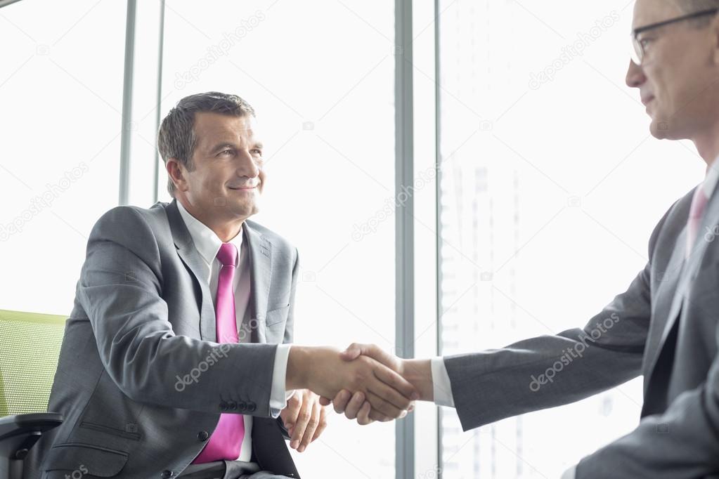 Mature businessmen shaking hands