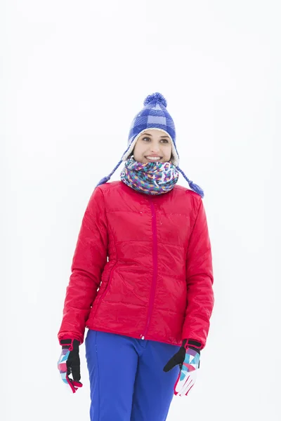 Woman in warm clothing walking outdoors — Stock Photo, Image