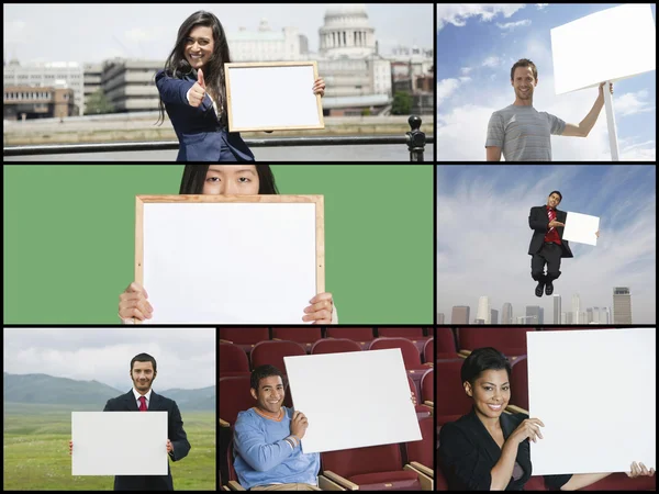 Persone che mostrano cartelli — Foto Stock