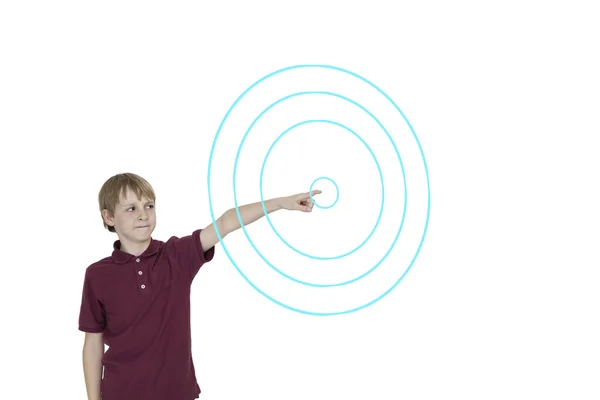 Boy pointing at copy space — Stock Photo, Image