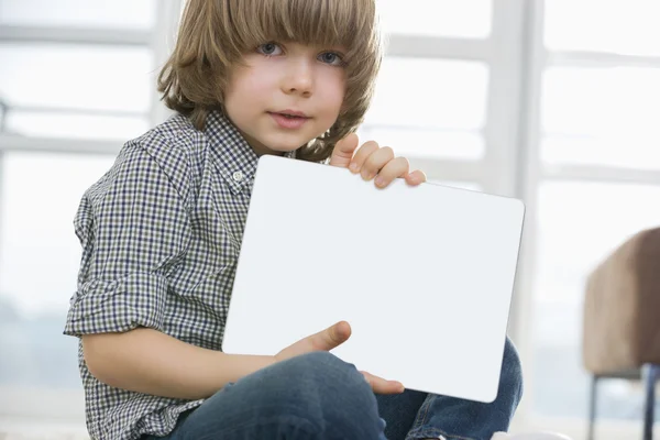 Boy showing his drawing on digital tablet — Stock Photo, Image