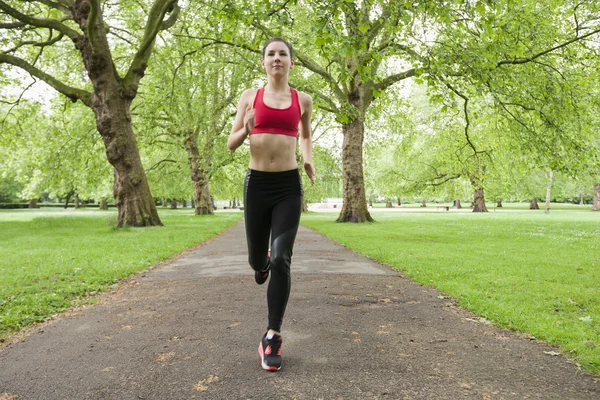 Žena jogging v parku — Stock fotografie