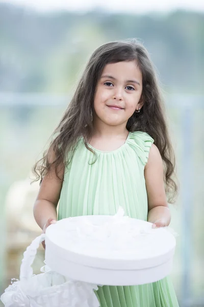 Chica sosteniendo caja de regalo — Foto de Stock