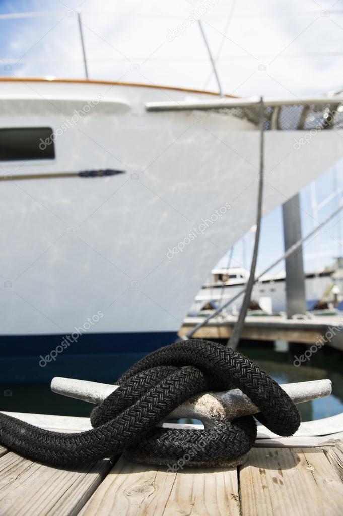 Yacht moored to a pontoon