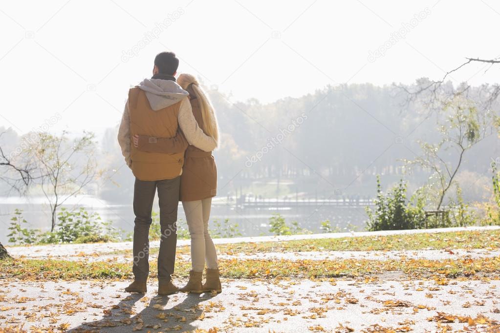 Couple looking at lake
