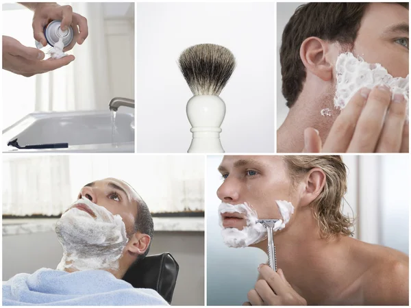 Молодые мужчины бреются — стоковое фото