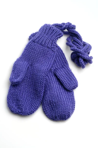 Knitted violet  mittens — Stock Photo, Image