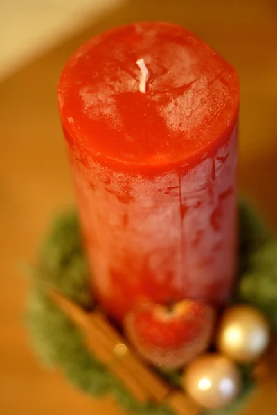 Christmas decoration, red candle — Stock Photo, Image