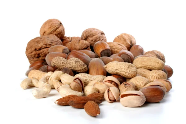 Collection of nuts on white — Stock Photo, Image