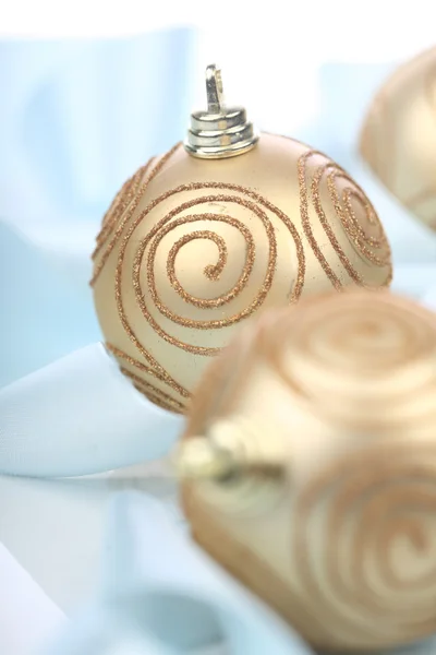 Golden Christmass baubles — Stock Photo, Image