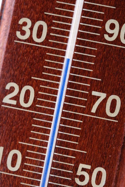 Brown wooden Thermometer — Stock Photo, Image