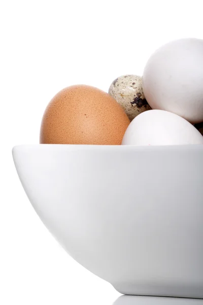 Fresh eggs in bowl — Stock Photo, Image