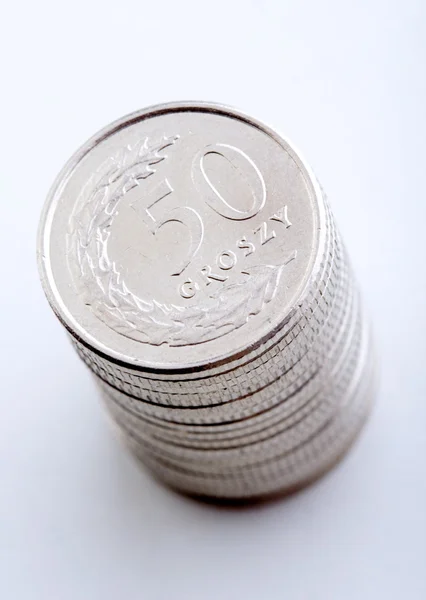 Польських злотих, монети — стокове фото