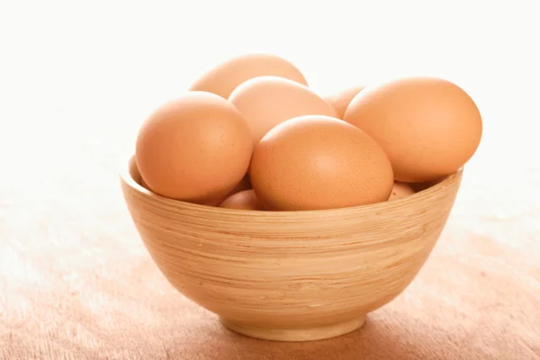 Fresh eggs in bowl — Stock Photo, Image