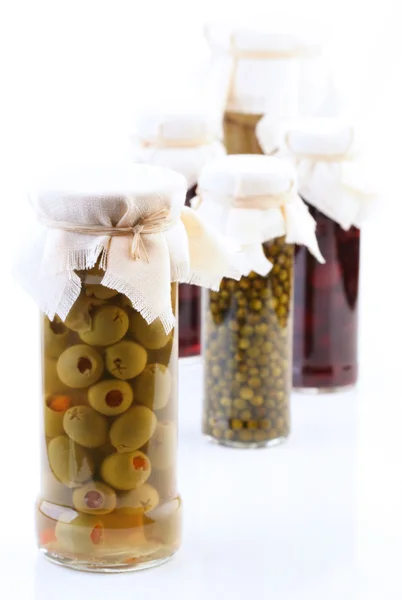 Pickled vegetbles in jars — Stock Photo, Image