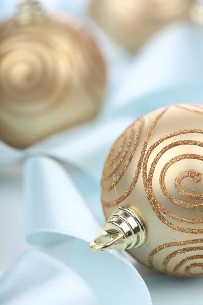 Golden Christmass baubles — Stock Photo, Image